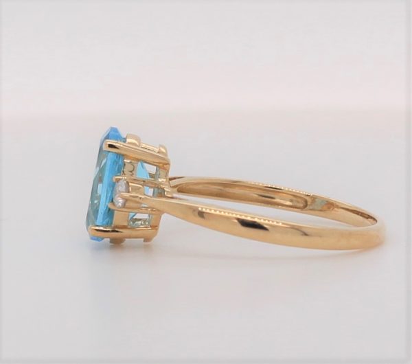 2.25ct Swiss Blue Topaz & Moissanite Ring 10K Solid Gold