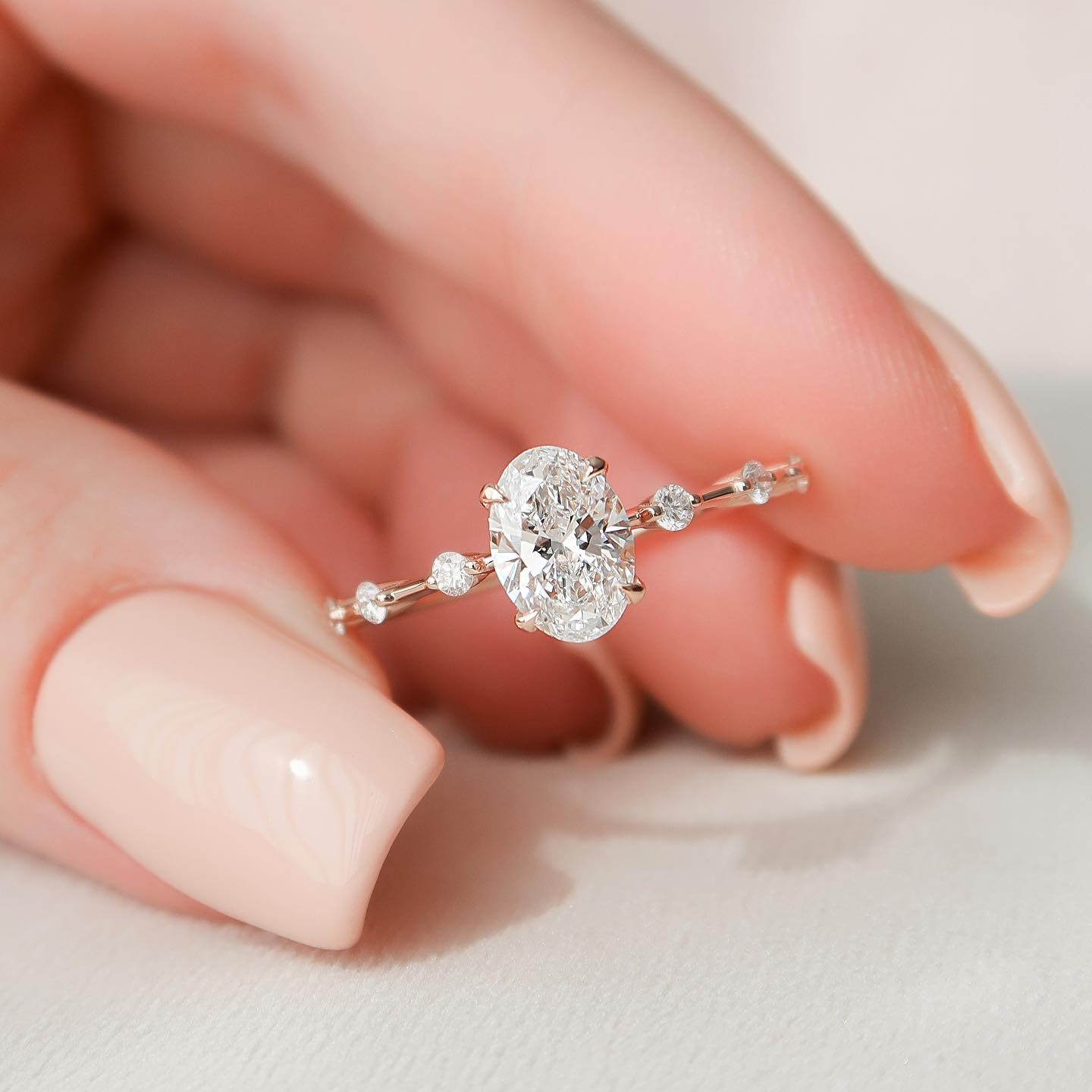 Oval designer diamond ring